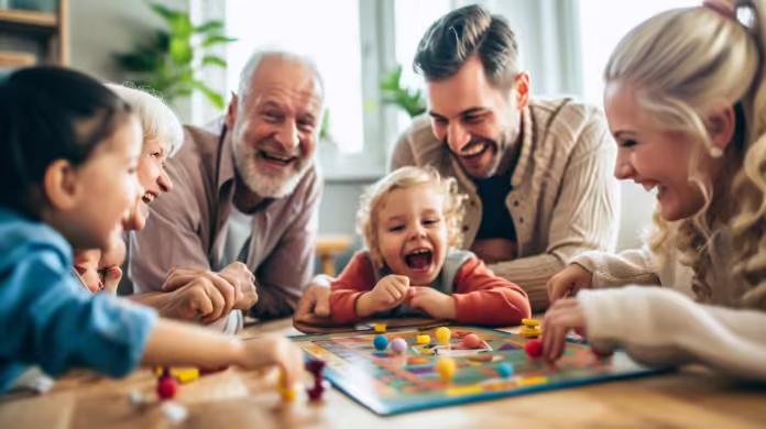 Grootouders met kinderen en kleinkinderen leren van elkaar