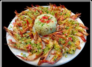 Ovengegrilde gamba’s met kruidenboter, Ricard en look