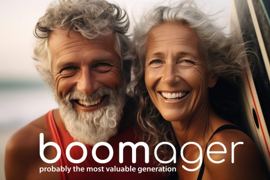 an elderly couple standing together holding a surfboard