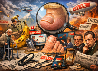 De grote teen van de waarheid, het looprek van de tijd en de verroeste paperclip die alles bijeen probeert te houden